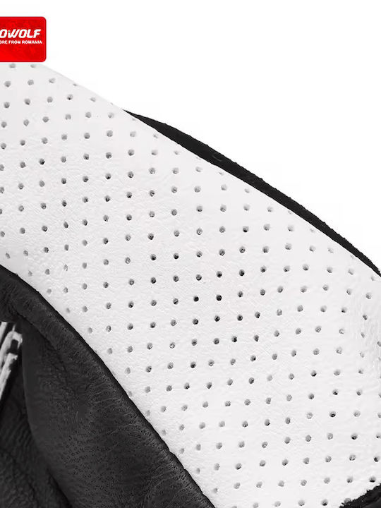 Motowolf Men's Motorcycle Gloves Leather Waterproof White
