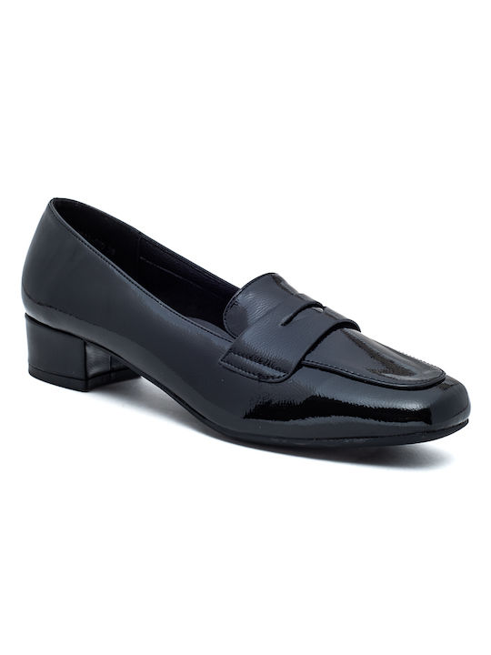 Mocasini din piele lăcuită neagră Soft & Flex 424-814-000