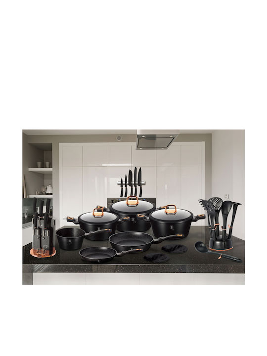 Berlinger Haus Black Rose Collection Crepe Maker made of Aluminum with Stone Coating 28cm