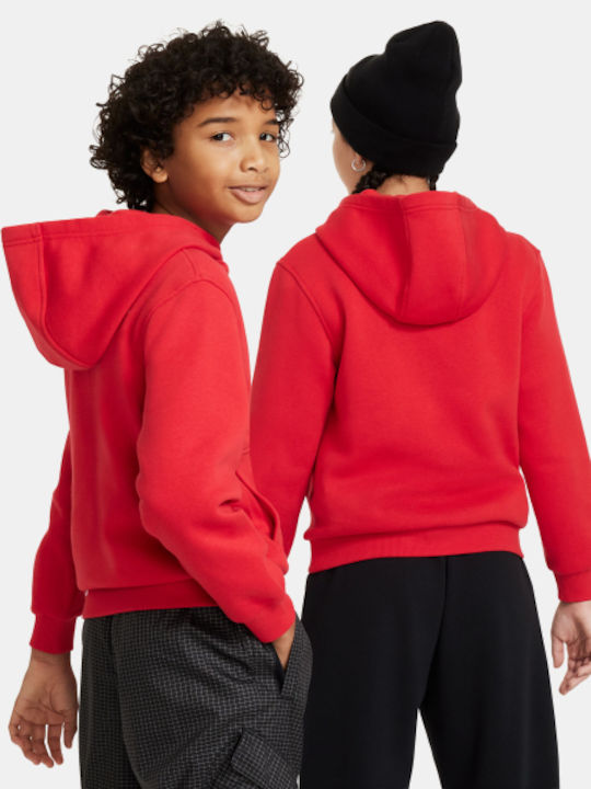 Fleece Kids Sweatshirt with Hood and Pockets Red SPORTSWEAR CLUB
