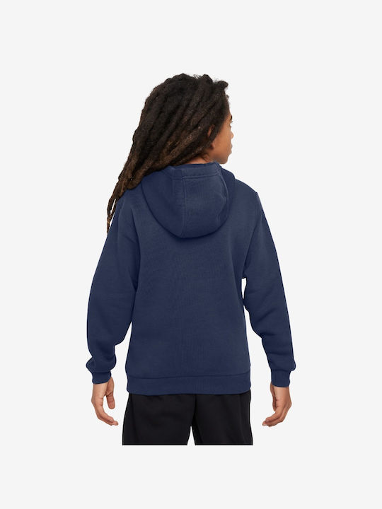 Nike Kids Fleece Sweatshirt with Hood and Pocket Blue K Nsw Club