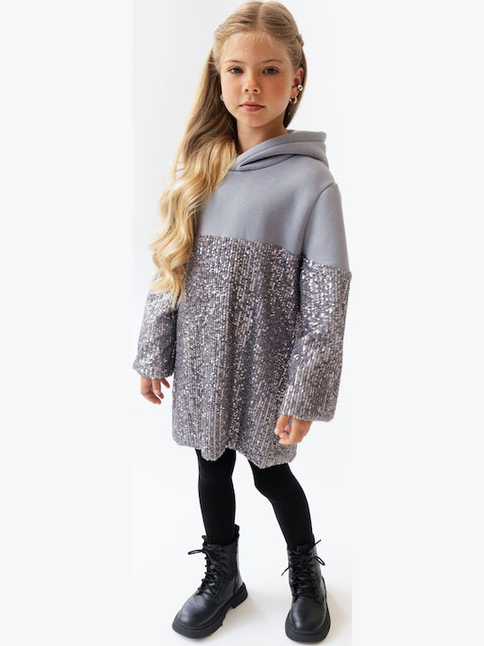 Kinderkleid Mädchenkleider Langärmelig Gray