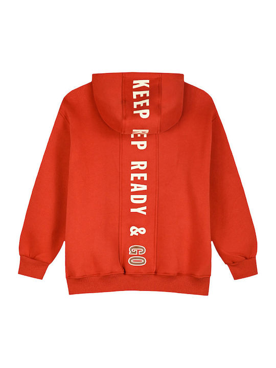 Kids Sweatshirt Cardigan with Hood and Pockets Red Pepper