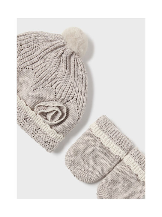 Mayoral Kids Beanie Set with Gloves Knitted Pink