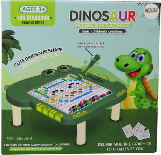 Tablă Magnetică Educațională Puzzle Dinozaur cu Mărgele Verzi