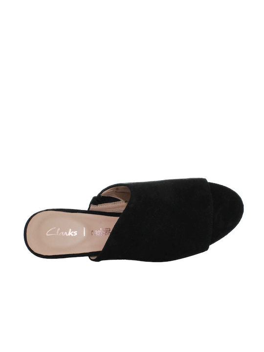 Clarks Piele Mules cu Toc în Negru Culoare