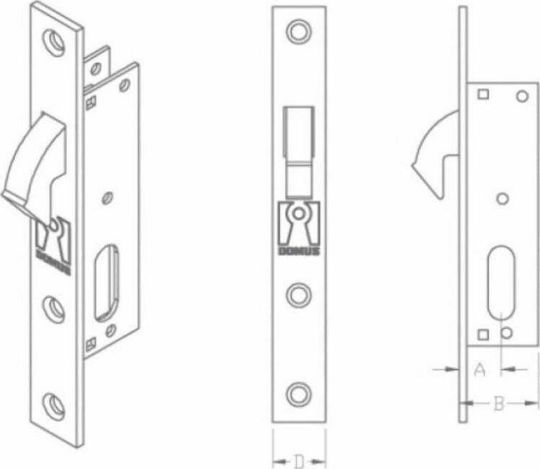 Domus Recessed Lock with Cylinder and Center 35mm