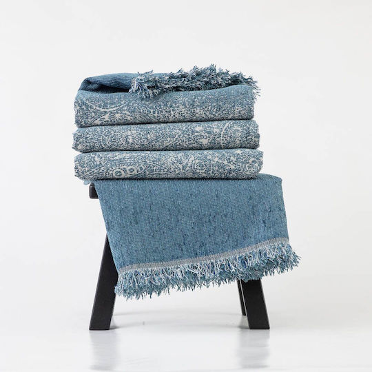 Borea Babylon Armchair Throw Chenille 180x180cm Petrol Blue