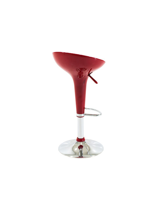 Stool Bar Felice with Adjustable Height Red-Chrome Base