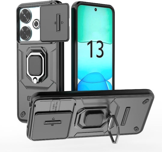 Sliding Camshield Back Cover Silicone / Plastic Black (Redmi 13 / Poco M6 4G)