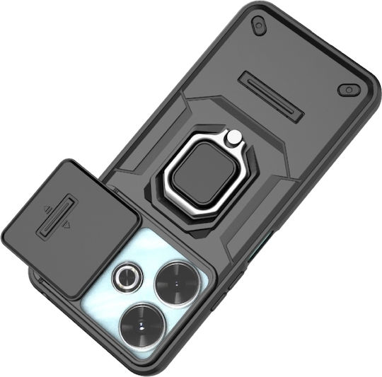 Sliding Camshield Back Cover Silicone / Plastic Black (Redmi 13 / Poco M6 4G)
