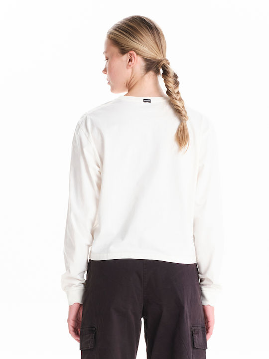 Women's Athletic Crop Top Long Sleeve White