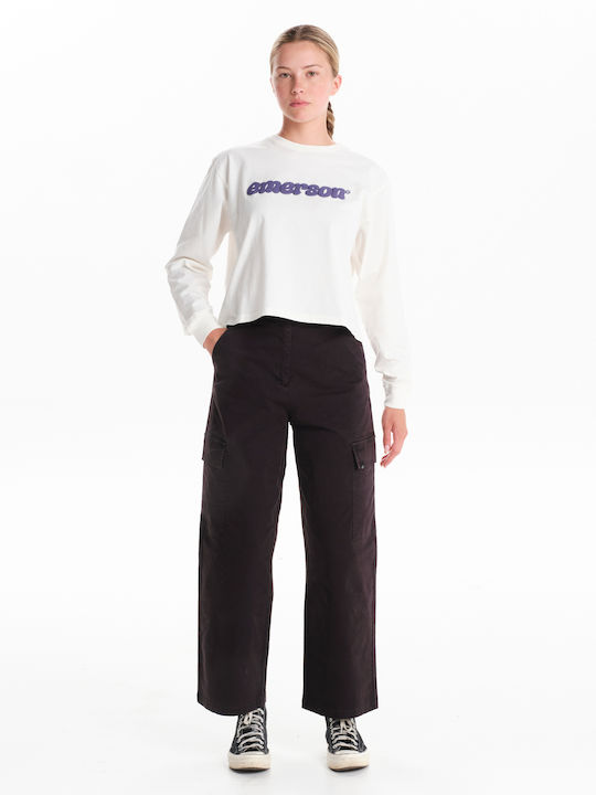 Women's Athletic Crop Top Long Sleeve White