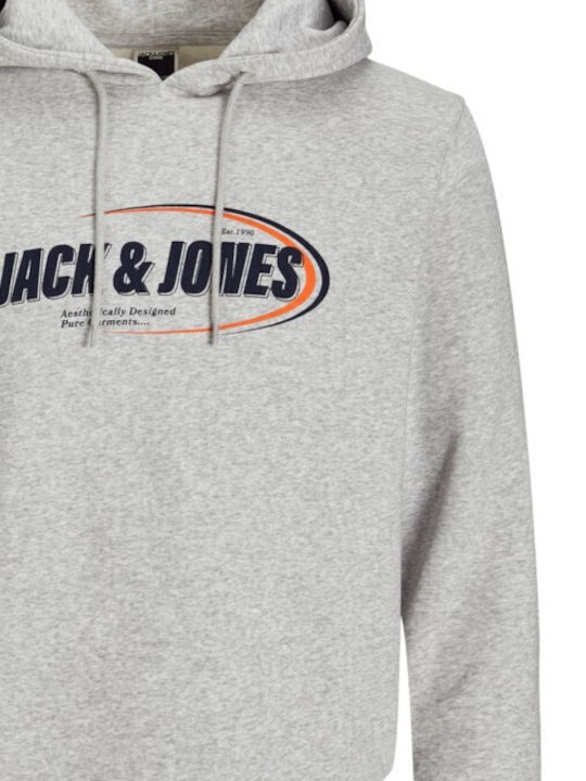 Jack & Jones Sweat Φούτερ με Κουκούλα Light Grey