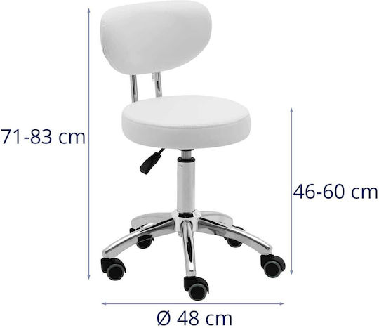 Physa Räder Friseursalon- und Spa-Hocker mit Rückenlehne Weiß