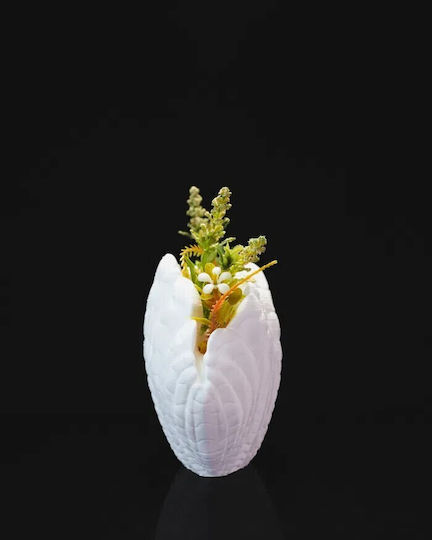 Βάζο Πλαστικό Shell Vase Λευκό 12x8xΥ16cm
