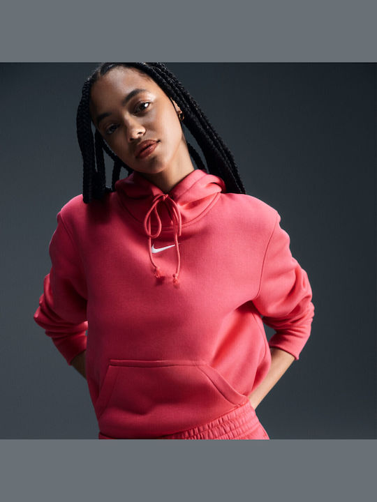 Long Women's Sweatshirt Hooded Aster Pink / Sail