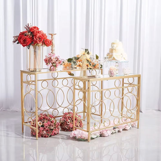 Metal Console Table with Mirror Golden L100xW36xH80cm