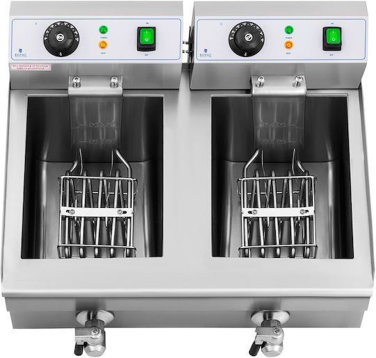 Friteuză electrică dublă comercială cu robinet 230 V 2 x 3000W 2 x 10 L