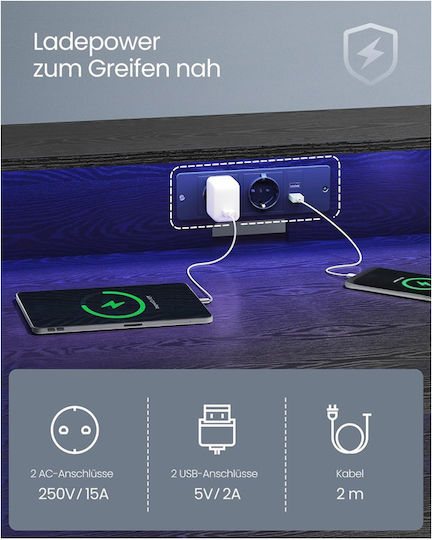 Γραφείο Gaming Ξύλινο Led με Μεταλλικά Πόδια, LED & USB θύρες 120x60x91εκ.