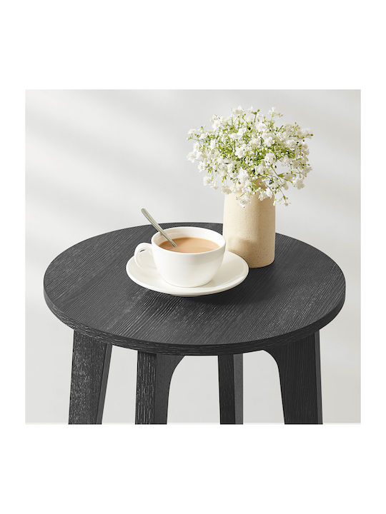 Round Black Wooden Side Coffee Table W40xL40xH50cm