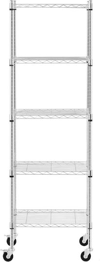 Wire Mesh Storage Rack On Wheels 5 Shelves Up To 50 Kg 60x45x186 Cm