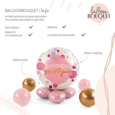 Round Balloon Base "Happy Birthday" Pink