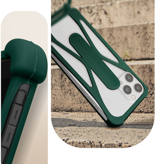 Universal Silicone Lanyard Smartphone Case Bumper Corners Kickstand Green