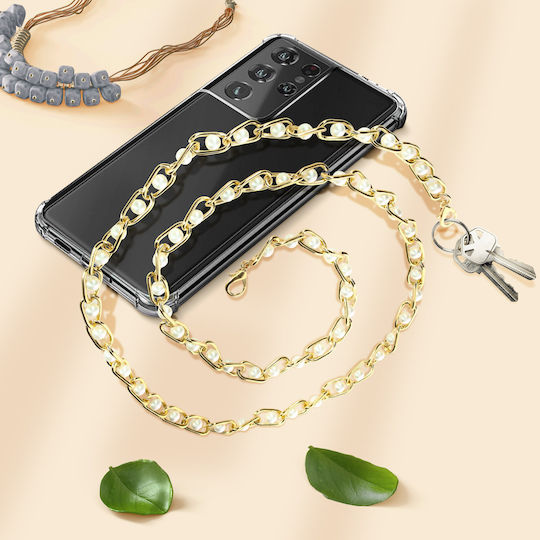 Chain Phone Jewelry Beaded Chain Strong Resistant 110cm Golden