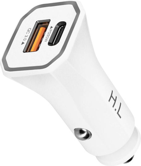Car Charger Two Usb 3.0 Ports Usb-c Power Delivery White