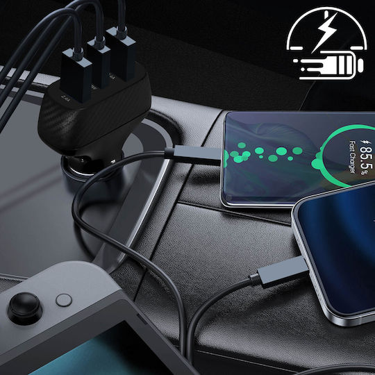Auto-Ladegerät 37W Dual USB 3.0 + 1x USB-C Power Delivery Akashi Schwarz