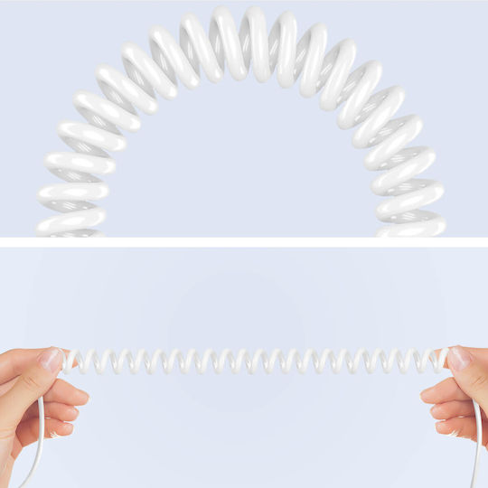 Avizar Auto-Ladegerät Lightning Integriertes Spiral-Kabel 1m Weiß