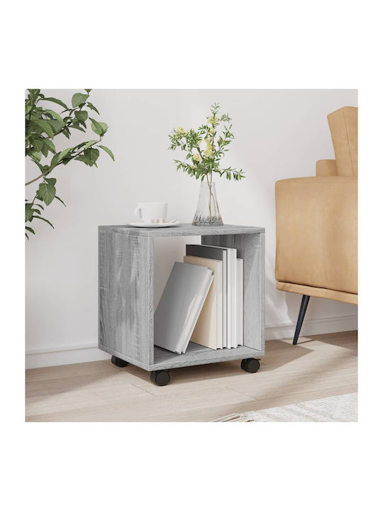 Rectangular Side Table Wooden with Wheels Grey Sonoma L37xW33xH42.5cm.