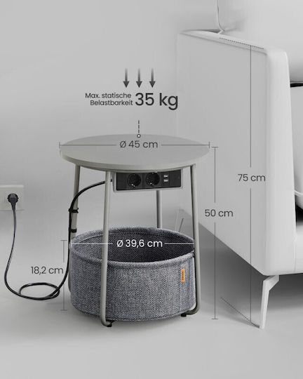 Στρογγυλό Βοηθητικό Τραπεζάκι Ξύλινο Dove Grey / Slate Grey Μ45xΠ45xΥ50εκ.