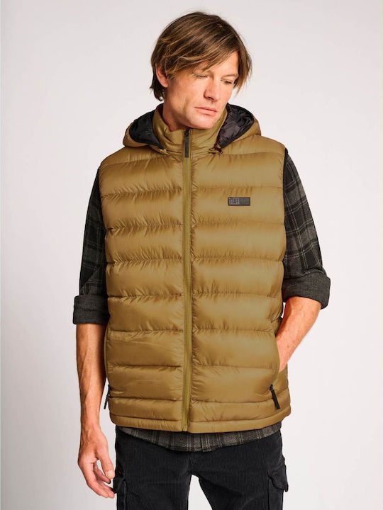 Staff Men's Sleeveless Puffer Jacket Brown