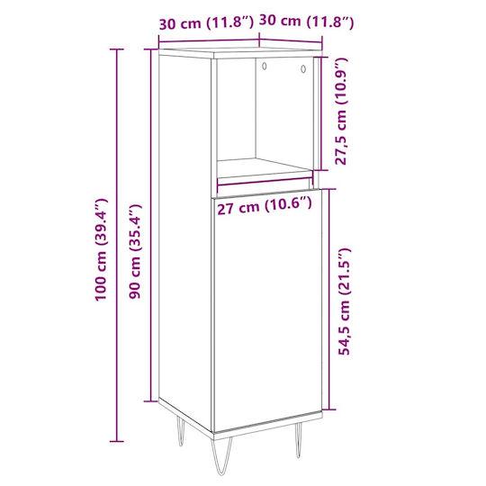 vidaXL Wall Hung Cabinet Bathroom Column Cabinet L30xD30xH100cm Sonoma