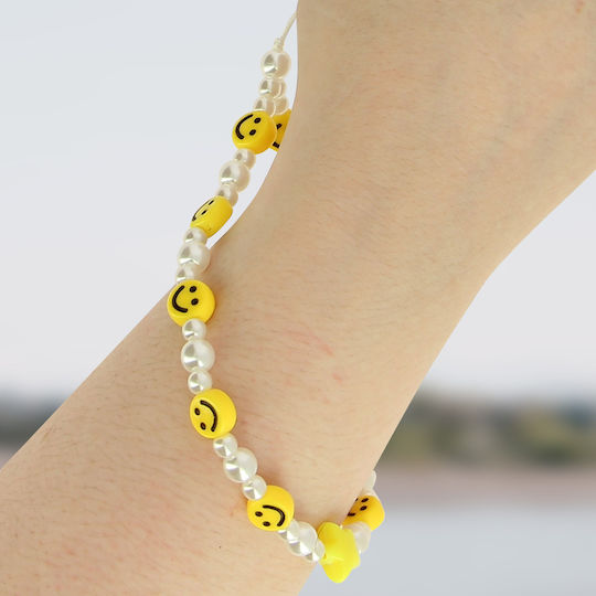 Phone Jewelry Bracelet Pearls Stars Smiley Collection Smile Yellow