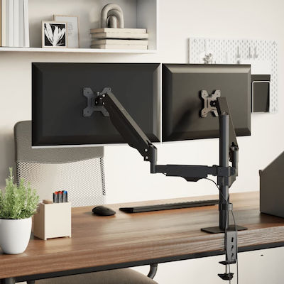 vidaXL Ständer Auf dem Schreibtisch für 2 Bildschirme bis zu 27" mit Arm (4012172)