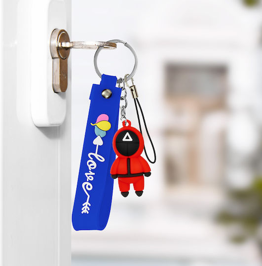 Keychain Wristband Squid Game Series Silicone Character Blue