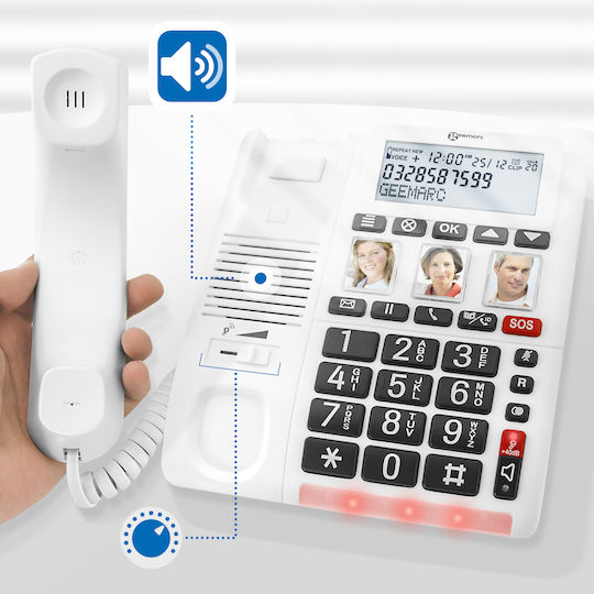 Geemarc CL610 Жично Телефон За Офиса За Възрастни Бял CL610_WH_VDE