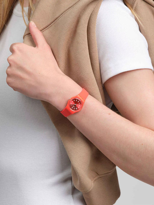 Swatch Damen Uhr mit Rosa Kautschukarmband