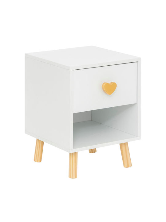 Wooden Kids Bedside Table White 30x30x40cm