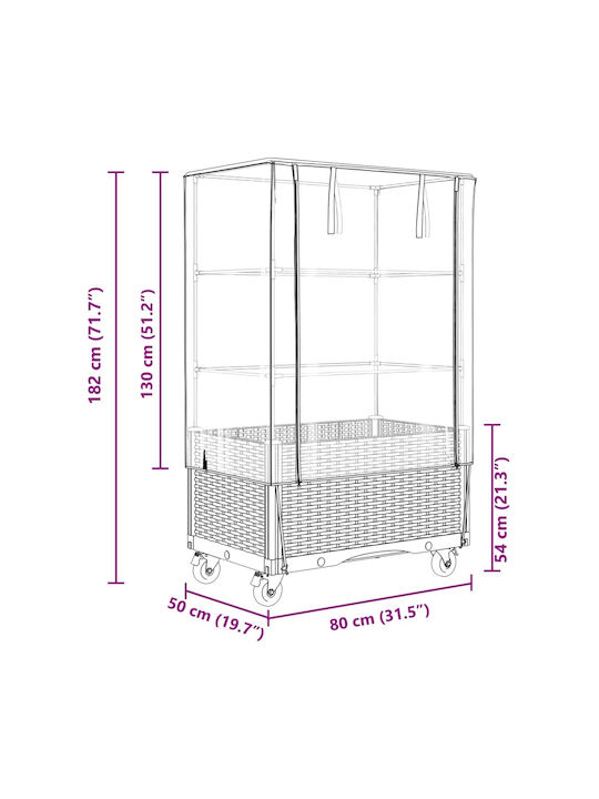 vidaXL Planter Box Plastic Brown 50x80x182cm.