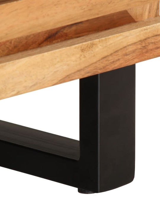 TV Stand Made of Metal and Solid Wood Brown M80xD34xH46cm