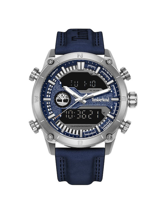 Timberland Digital Uhr Chronograph Batterie mit Blau Lederarmband