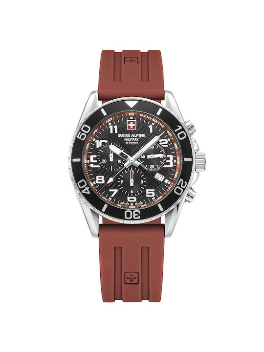 Swiss Alpine Military by Grovana Watch Chronograph Battery with Red Rubber Strap