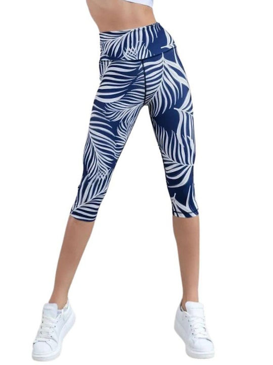 Lismina Frauen Capri Leggings Hochgeschnitten & Push Up Blue