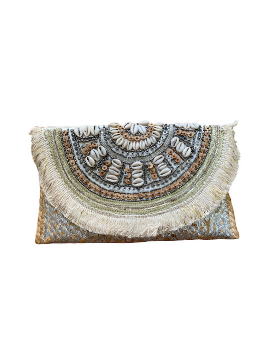 Geantă de Damă din Paie Indiană, Handmade, Sankha Silver Solo Me, Mărime Unică, Clutch15