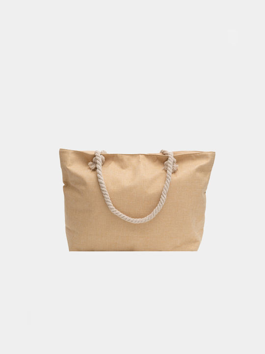 Beige Strandtasche Goldene Pailletten Beige Einheitsgröße