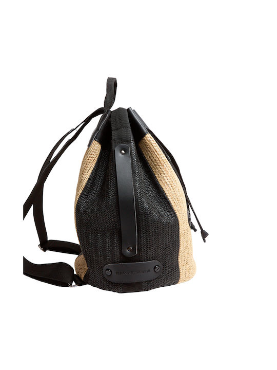 Elena Athanasiou Natural Straw S.backpack Ea-143 Black Γυναικεία Collection Fw24-25